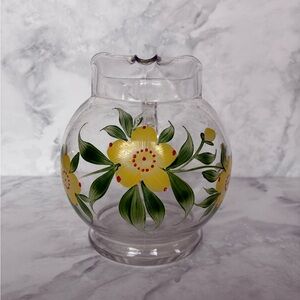Vintage Rare Dunbar Hand Painted Art Glass Juice Pitcher